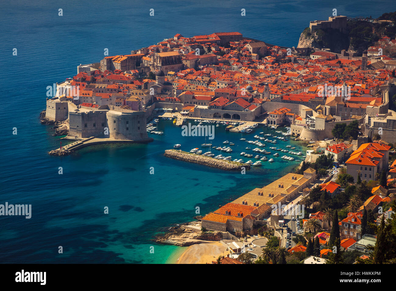 Dubrovnik, Croazia. Splendida e romantica città vecchia di Dubrovnik durante la giornata di sole, Croazia,l'Europa. Foto Stock