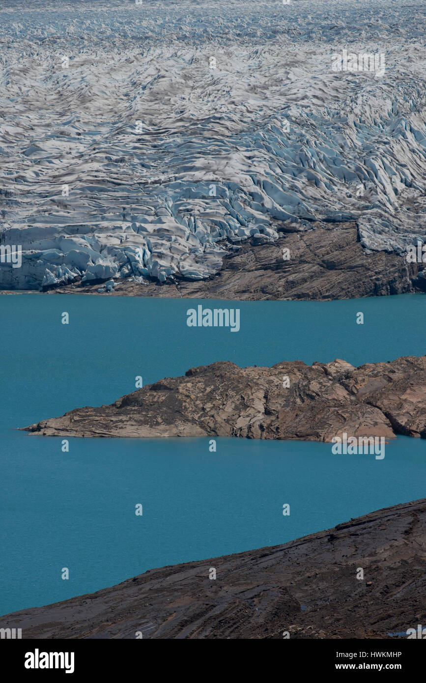 Punto di vista panoramica su Ghiacciaio Upsala e il Lago Argentino, vicino Estancia Cristina in Patagonia Foto Stock