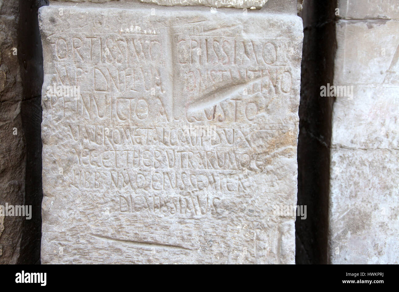 Epoca romana iscrizione al Tempio di Luxor sulla riva est del fiume Nilo Foto Stock