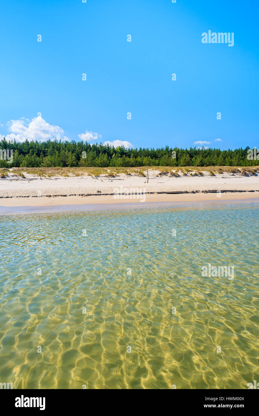 Crystal clear calma acqua di mare sulla spiaggia Lubiatowo, Mar Baltico, Polonia Foto Stock