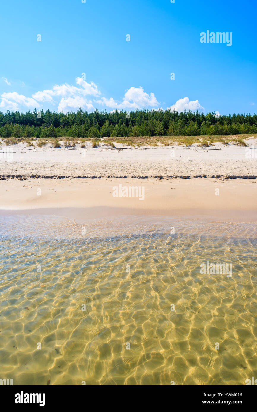 Crystal clear calma acqua di mare sulla spiaggia Lubiatowo, Mar Baltico, Polonia Foto Stock
