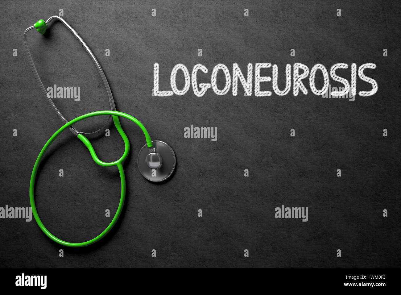 Logoneurosis - Testo sulla lavagna. 3D'illustrazione. Foto Stock
