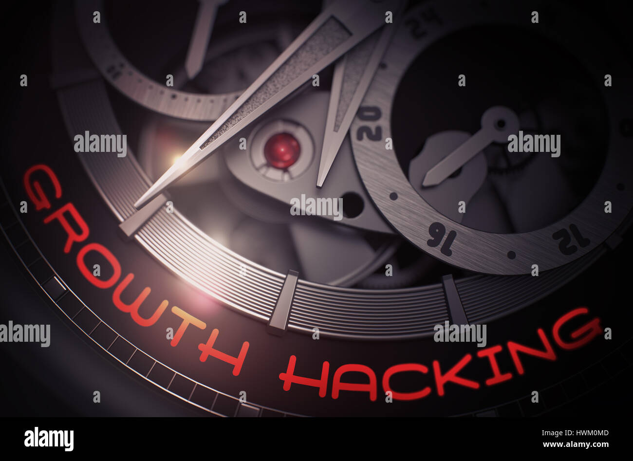 Hacking di crescita su un elegante orologio. 3D. Foto Stock