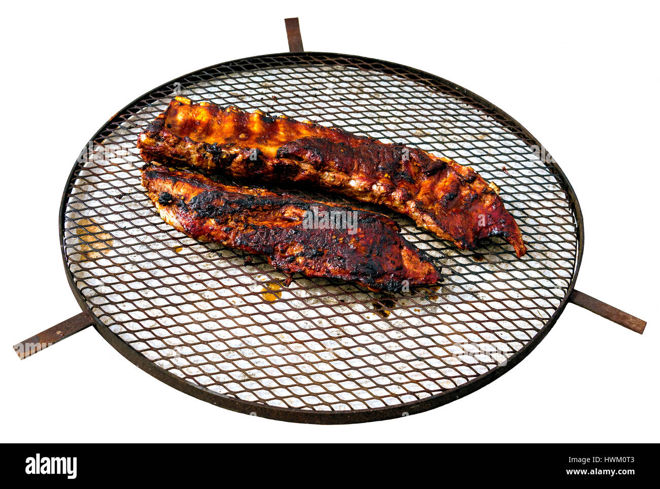 Costolette di maiale con BBQ Foto Stock