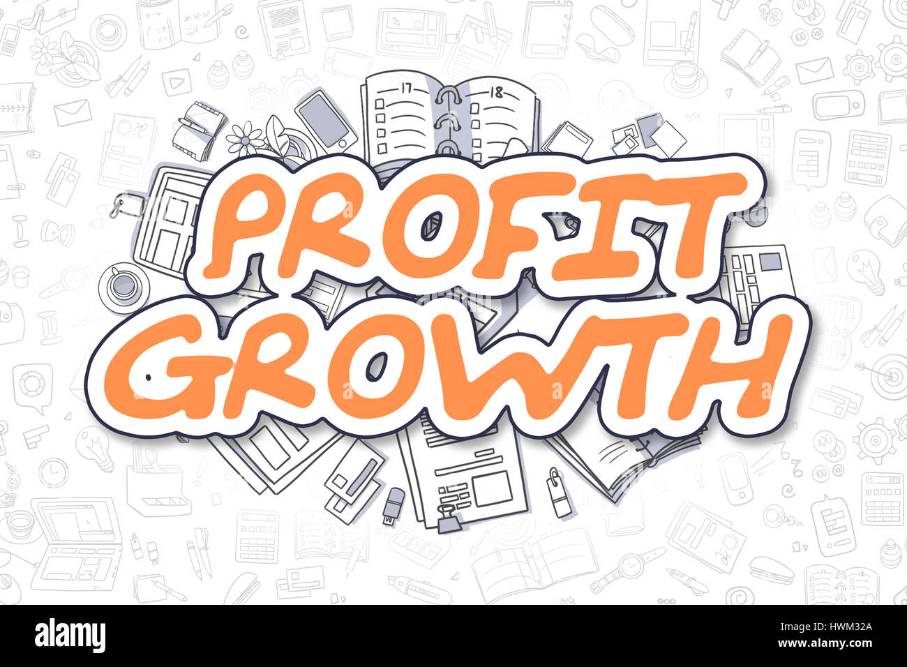 La crescita di profitto - Doodle Orange iscrizione. Il concetto di business. Foto Stock