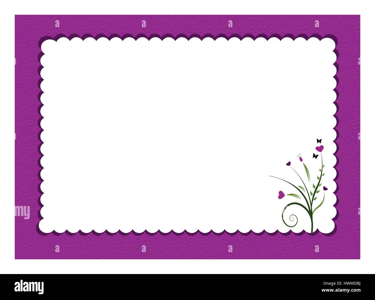 Viola bordo dentellato con fiori Illustrazione Vettoriale