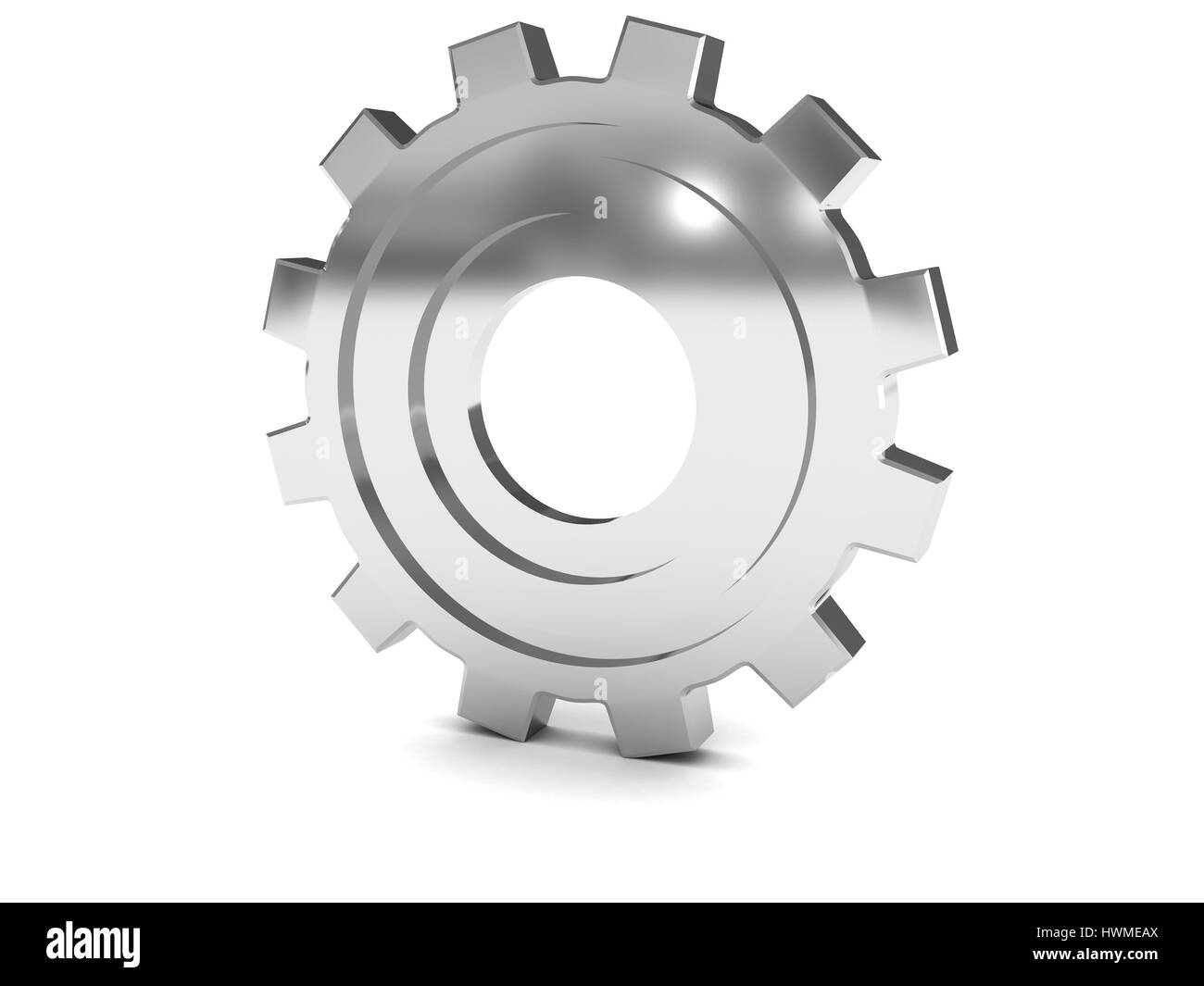 3d illustrazione di acciaio ruota dentata su sfondo bianco Foto Stock