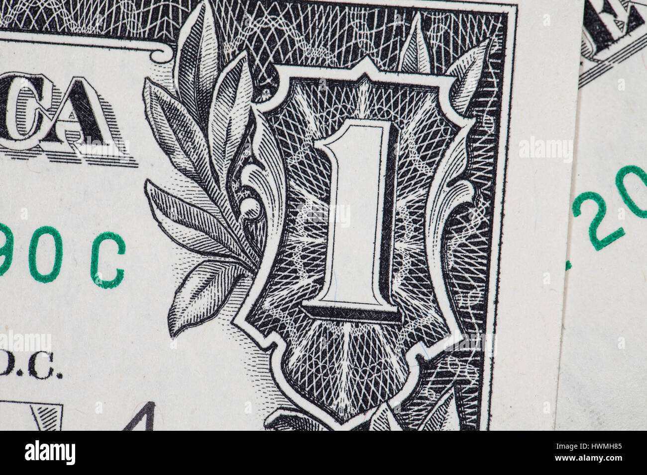 Chiudere fino a un dollaro numero Foto Stock