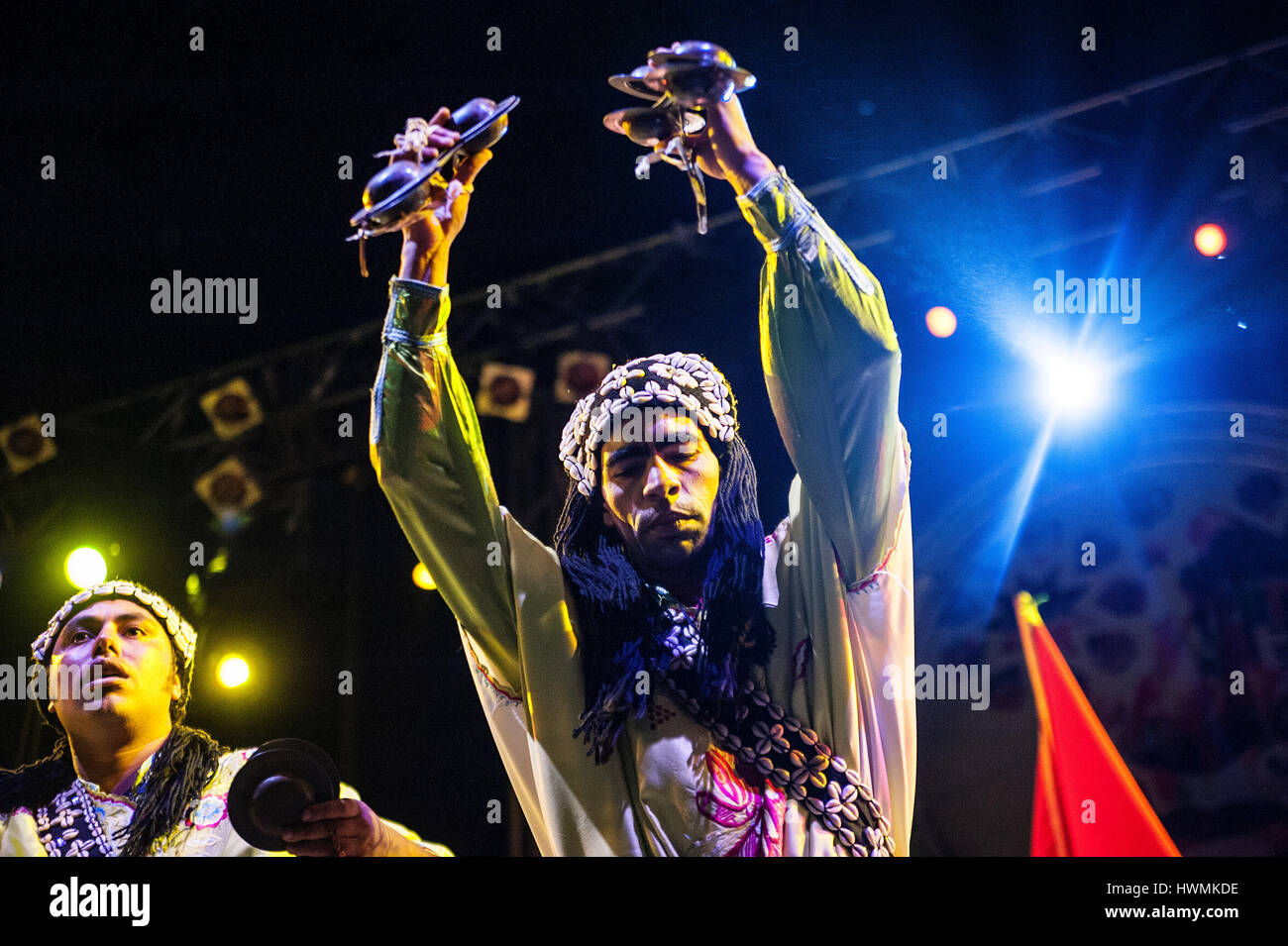Marocco Essaouira: dal XII al XV Maggio 2016 xix ediition della Gnaoua e World Music Festival ha avuto luogo. Più di 30 concerti in sei venue Foto Stock