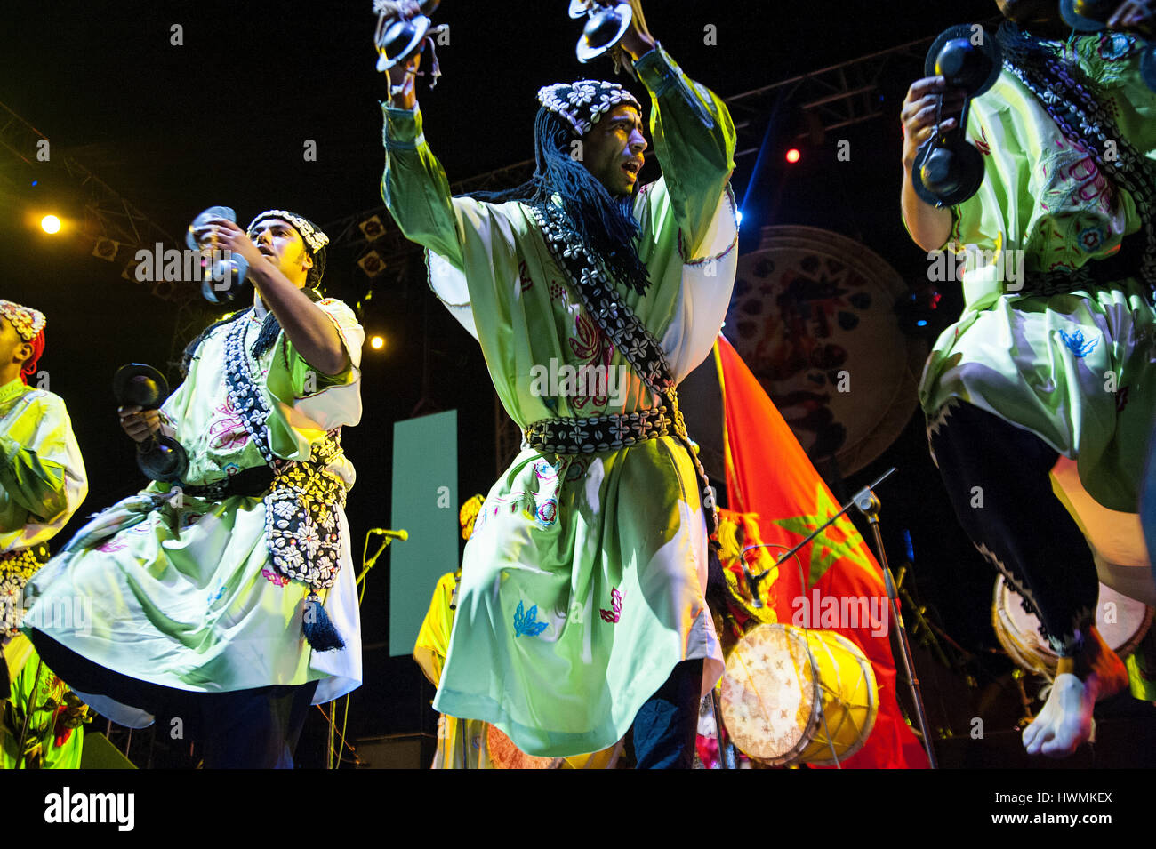 Marocco Essaouira: dal XII al XV Maggio 2016 xix ediition della Gnaoua e World Music Festival ha avuto luogo. Più di 30 concerti in sei venue Foto Stock