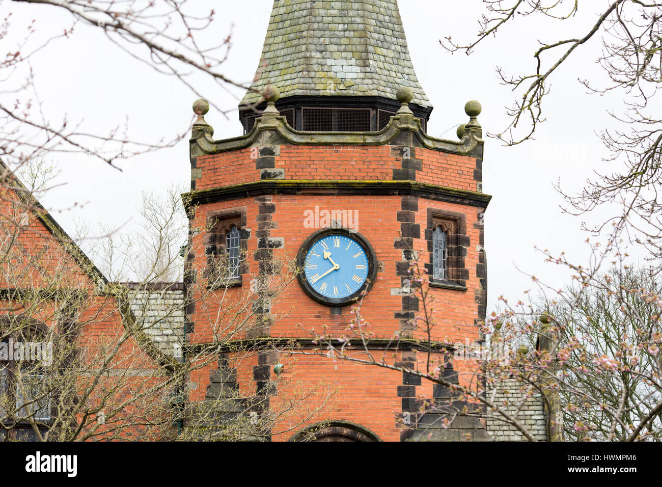Port Sunlight - un modello di villaggio e borgo nel Metropolitan Borough of Wirral, Merseyside. Liceo di clock tower Foto Stock