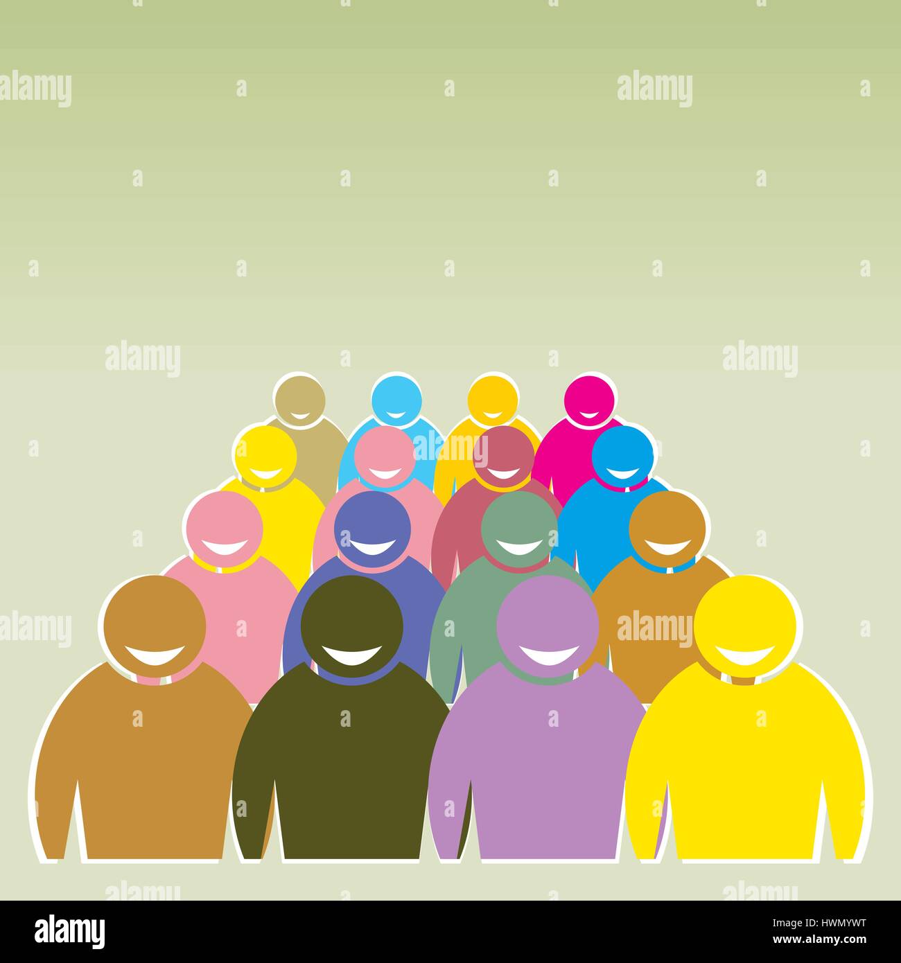 Illustrazione della folla di persone - icona sagome vettore. Icona sociale. Appartamento di design di stile - Spazio di scrittura Illustrazione Vettoriale