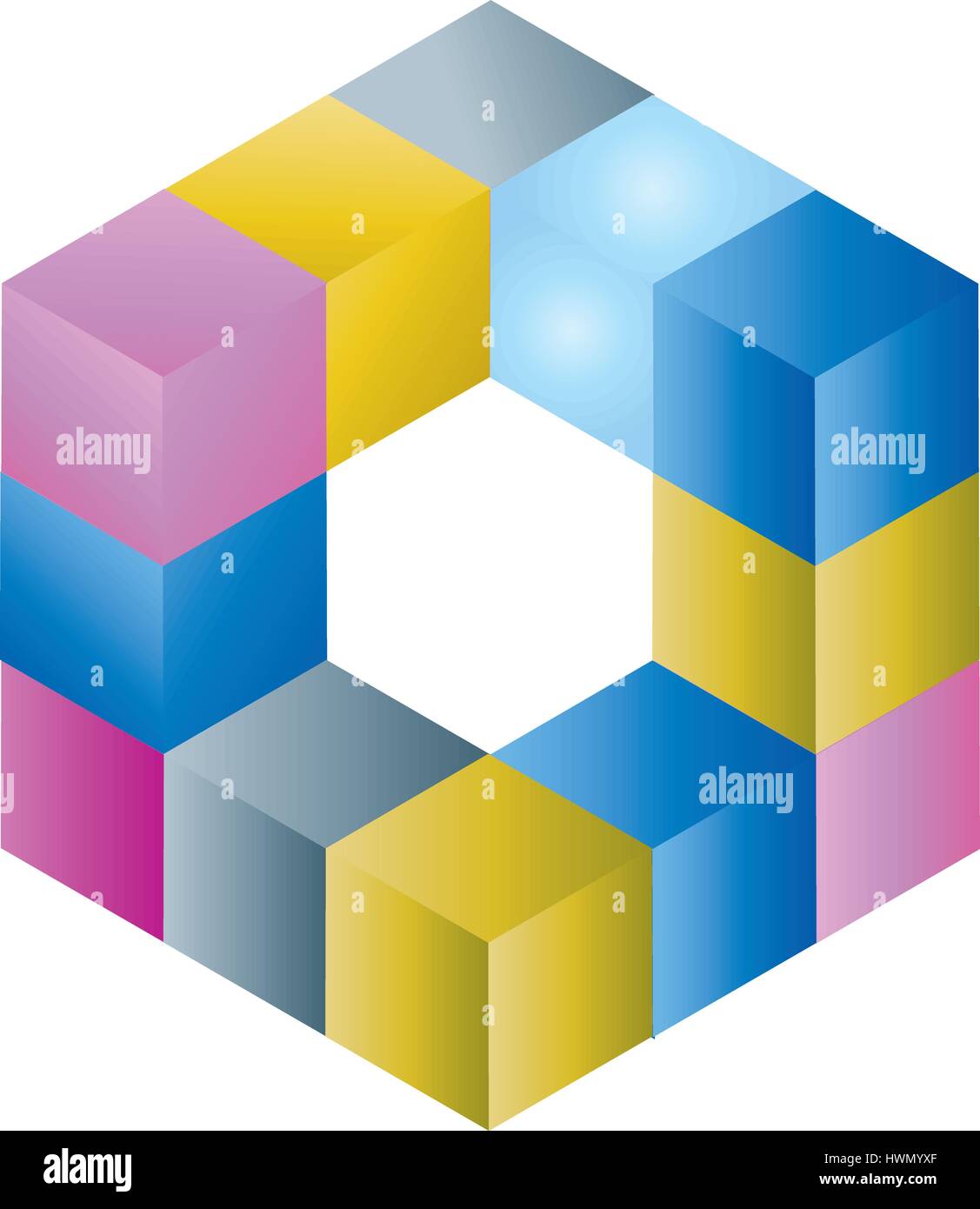 Icona logo cubo colorato Illustrazione Vettoriale