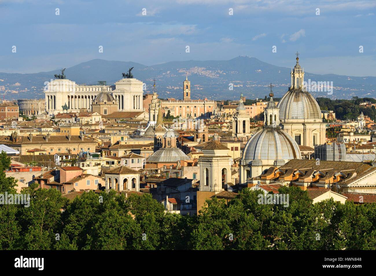 Italia Lazio Roma centro storico sono classificati come patrimonio mondiale dall' UNESCO, panoramica della città da Castel Sant'Angelo (Castel Sant'Angelo) Foto Stock