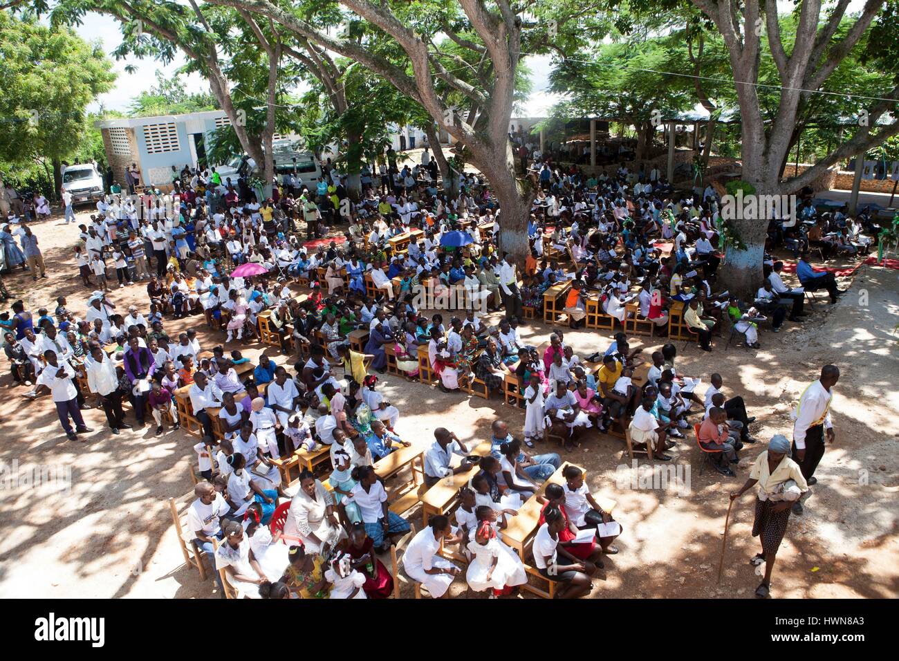 Haiti, Grand Boulage, inaugurazione di una scuola costruita con il sostegno degli imprenditori di tutto il mondo Foto Stock