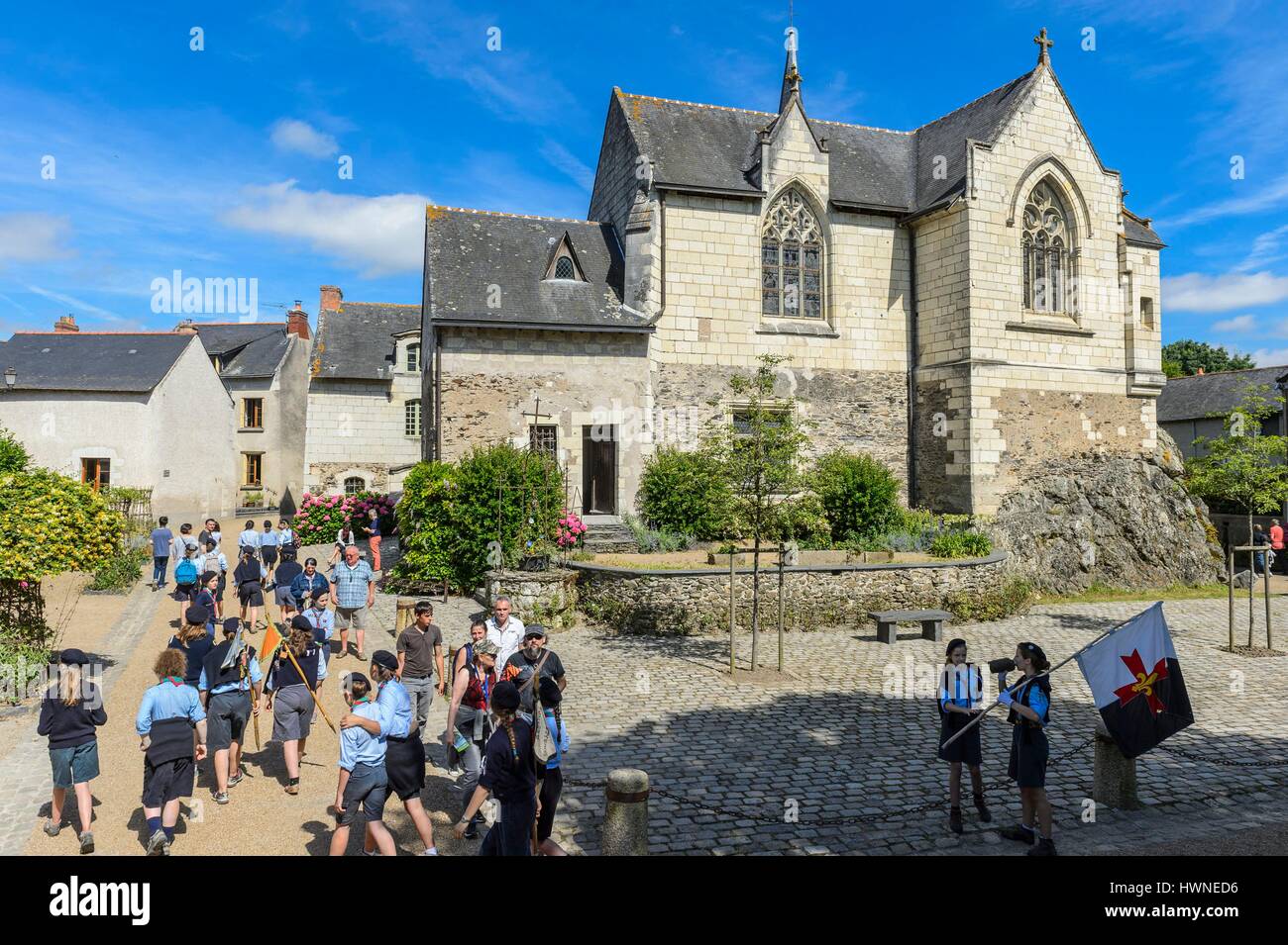 Francia, Maine et Loire, la Valle della Loira sono classificati come patrimonio mondiale dall' UNESCO, Behuard, xv secolo alla chiesa di Notre Dame Foto Stock