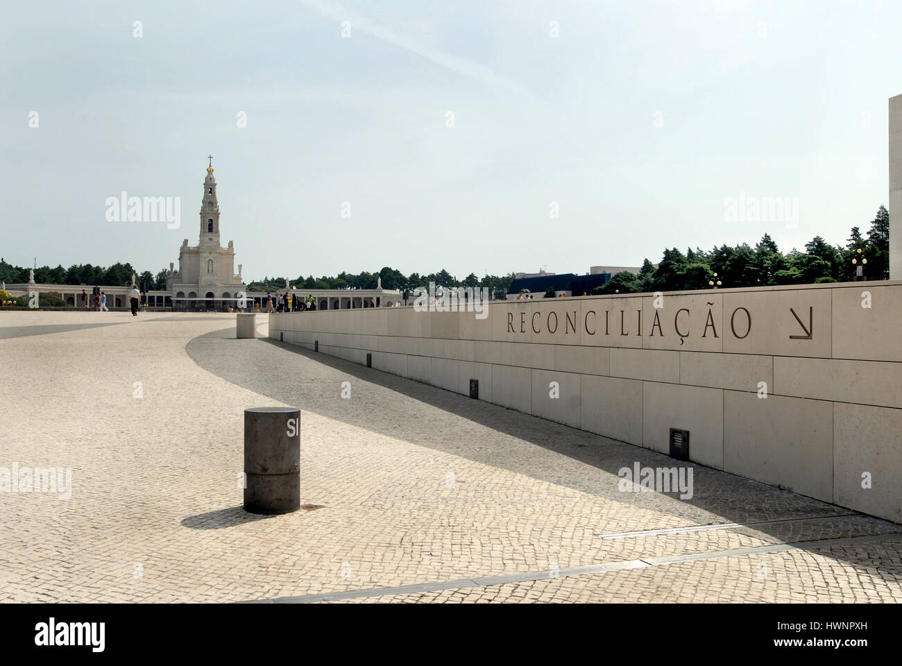 In Fatima Portigal un segno dirige i fedeli alla Confessione Foto Stock