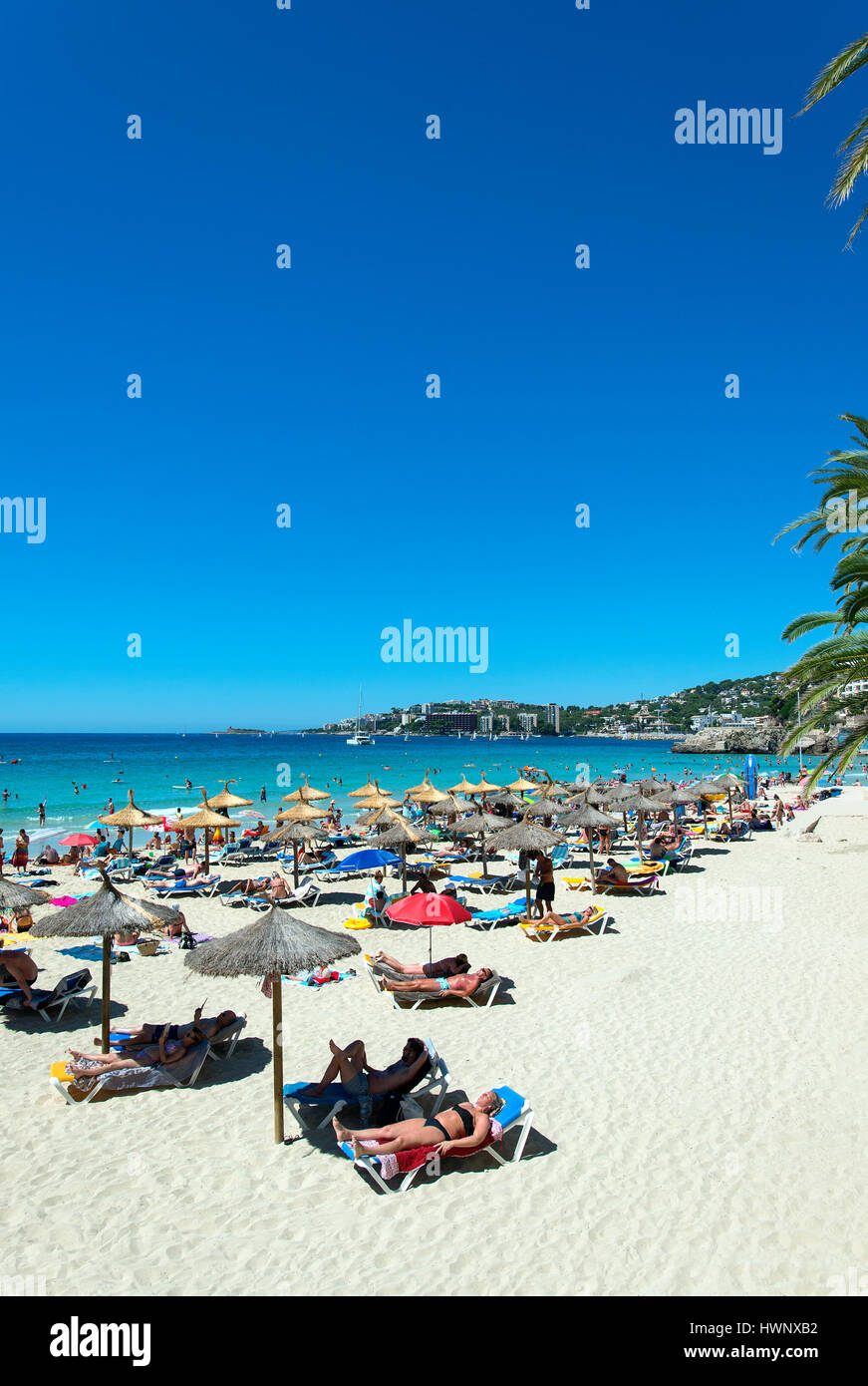 La spiaggia di Cala Mayor, Mallorca, Baleares, Spagna Foto Stock