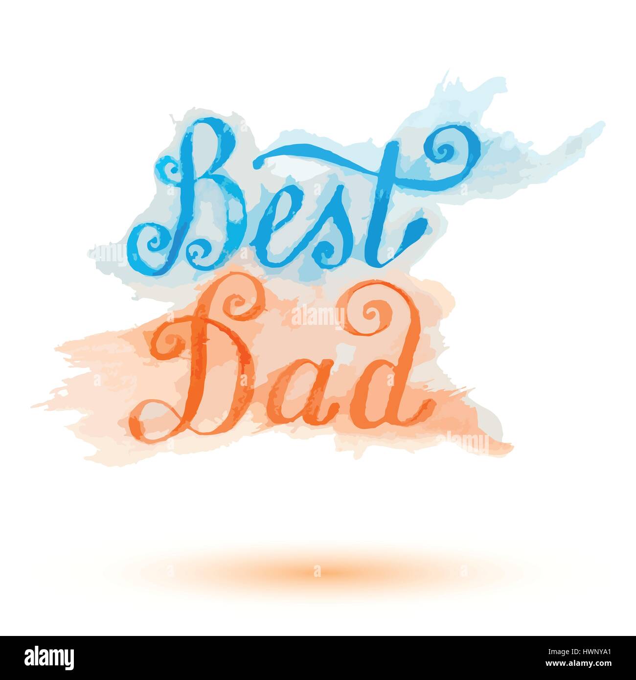 Miglior papà lettering bigliettino. Padri giorno acquerello disegnato a mano illustrazione vettoriale EPS10 Illustrazione Vettoriale