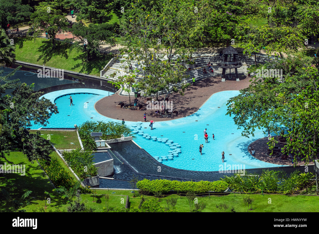 KLCC Park e piscina per bambini, Kuala Lumpur, Malesia Foto Stock