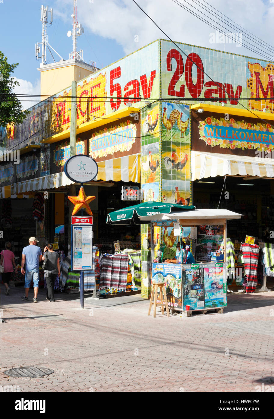 Negozio di souvenir in 5 ave in Playa del Carmen in Messico Foto Stock