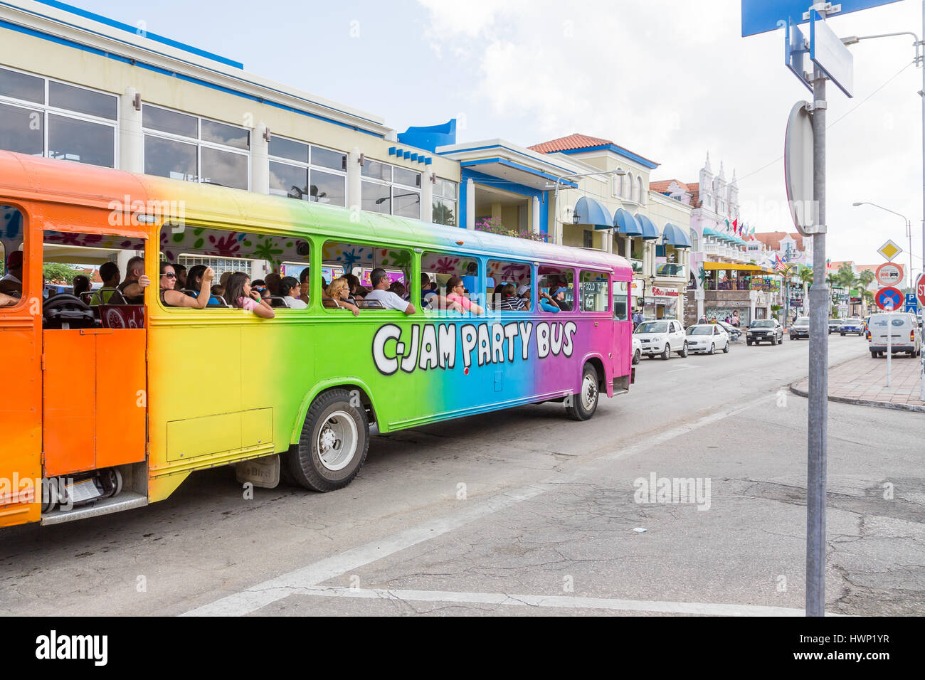 CJam autobus partito ad Aruba Foto Stock