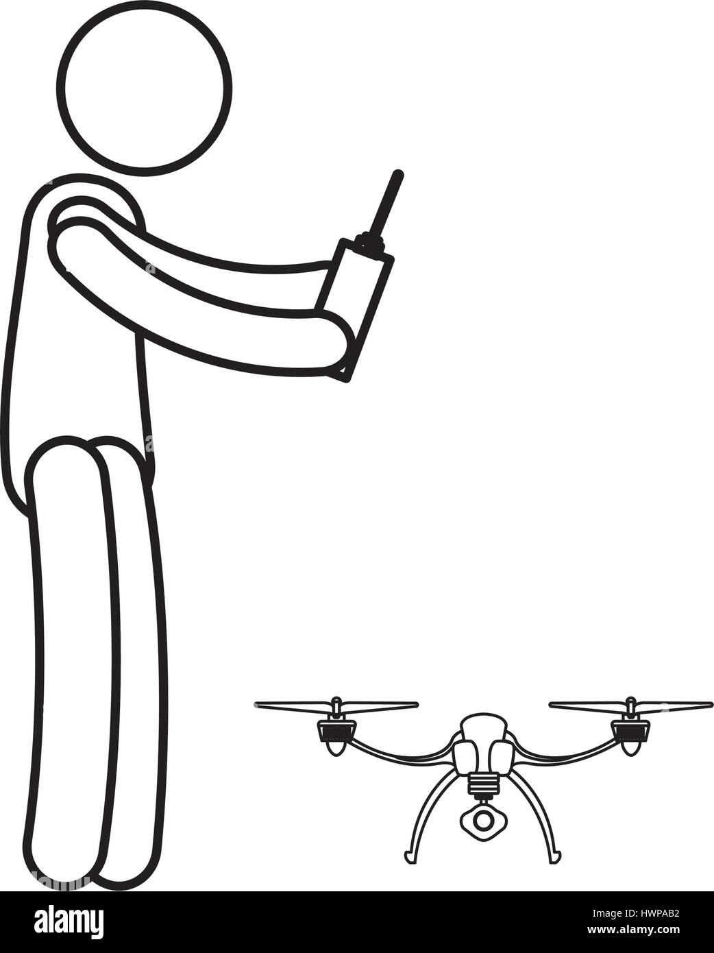 Persona silhouette flying drone illustrazione vettoriale design Immagine e  Vettoriale - Alamy