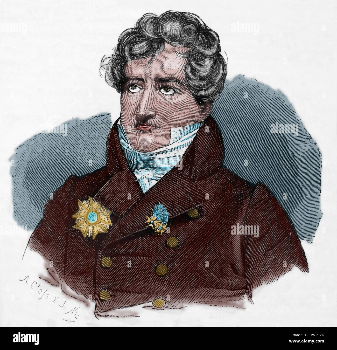 Georges Cuvier (1769-1832). Il naturalista francese e zoologo. Ritratto. Incisione, 1883. Colorati. Foto Stock