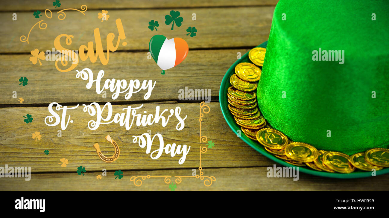 Stampare contro il giorno di san patrizio leprechaun hat con cioccolato oro monete d'oro 3d Foto Stock