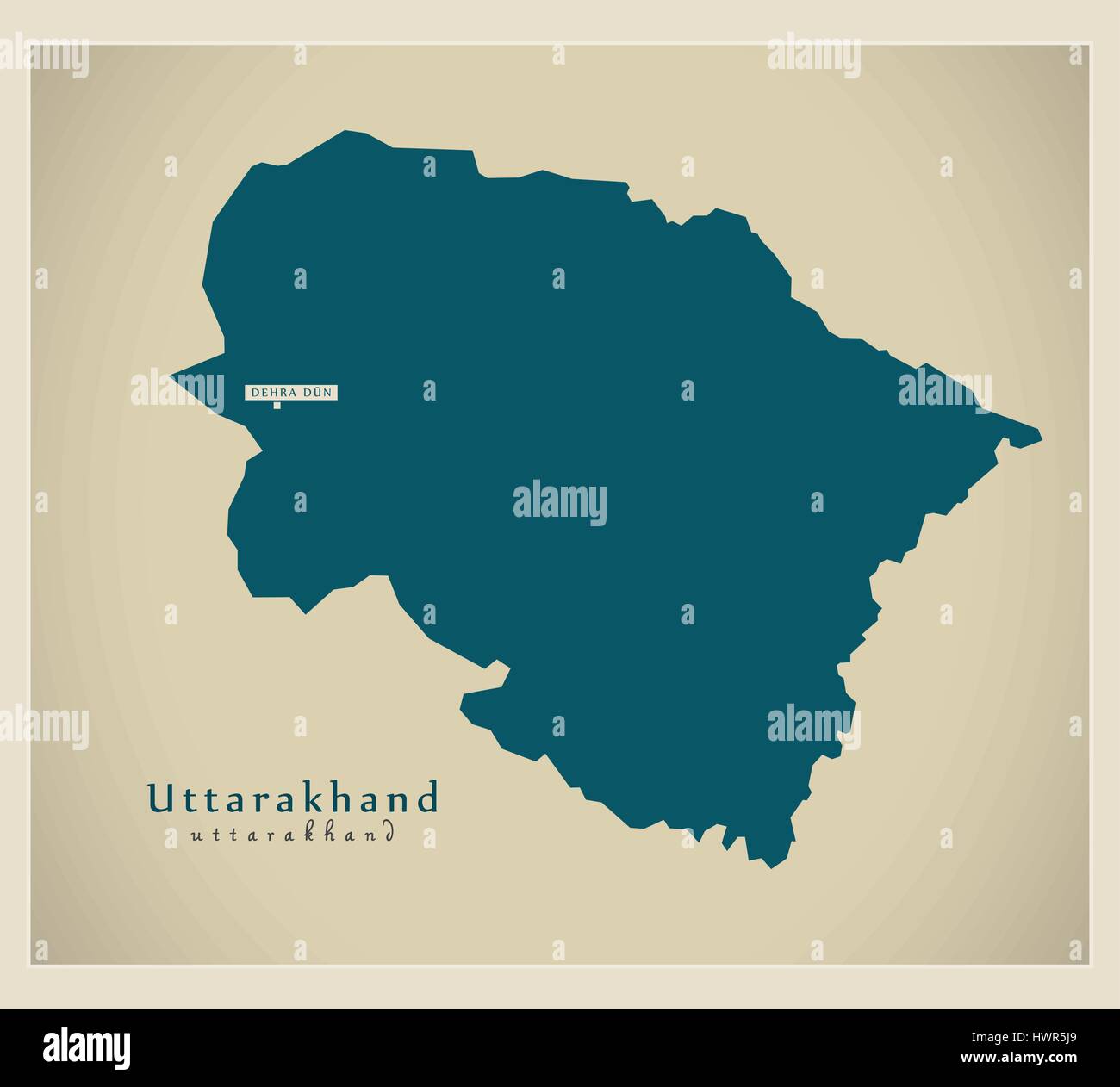 Mappa moderno - Uttarakhand IN Illustrazione Vettoriale