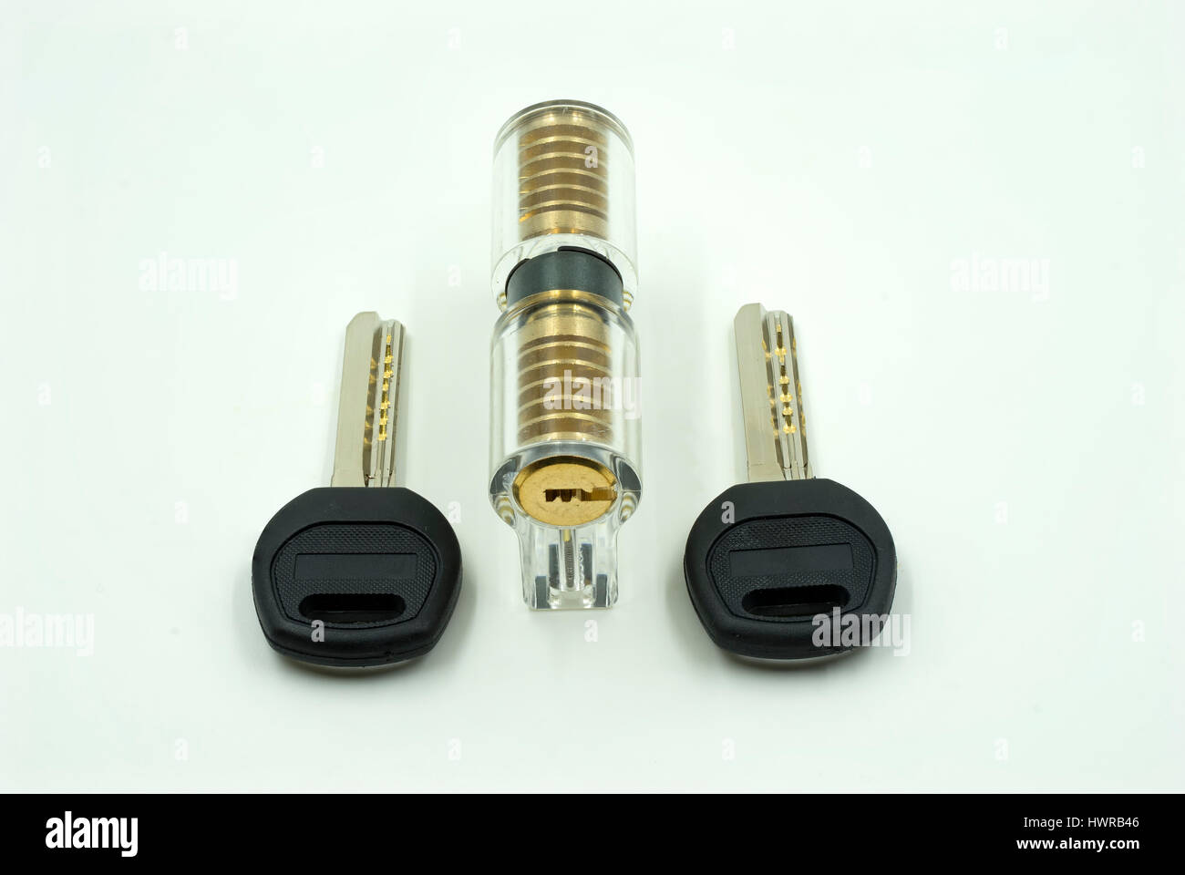 Tasto trasparente maker per uso di fabbro per aprire la porta a isolare lo sfondo bianco - possono essere utilizzate per la visualizzazione o il montaggio sui prodotti Foto Stock