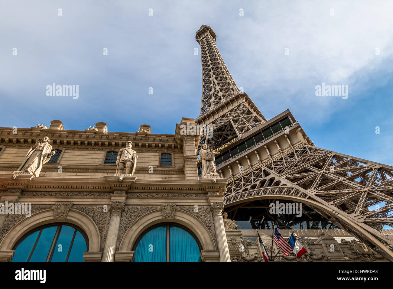 Torre Eiffel di replica a Paris Hotel and Casino - Las Vegas, Nevada, STATI UNITI D'AMERICA Foto Stock