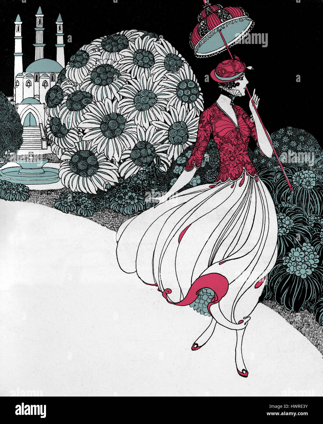 Rubaiyat di Omar Khayyam. Didascalia: e in un windingsheet di foglia di vite radicato in modo seppellitemi da alcuni dolci lato giardino. ' Illustrazione da 1920 edition, da Ronald Balfour. (L'Rubáiyát è una raccolta di poesie attribuito per il persiano matematico e astronomo Omar Khayyám. Omar Khayyám: 1048 - 1123) Foto Stock