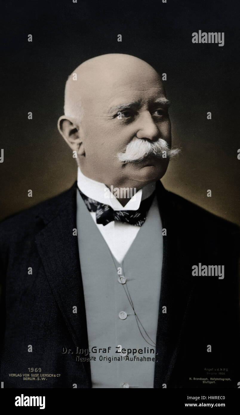 Conte Ferdinand von Zeppelin - Ritratto del tedesco fondatore del dirigibile Zeppelin company..8 Luglio 1838 - 8 marzo 1917. Fotografia scattata da H.Brandseph. Foto Stock