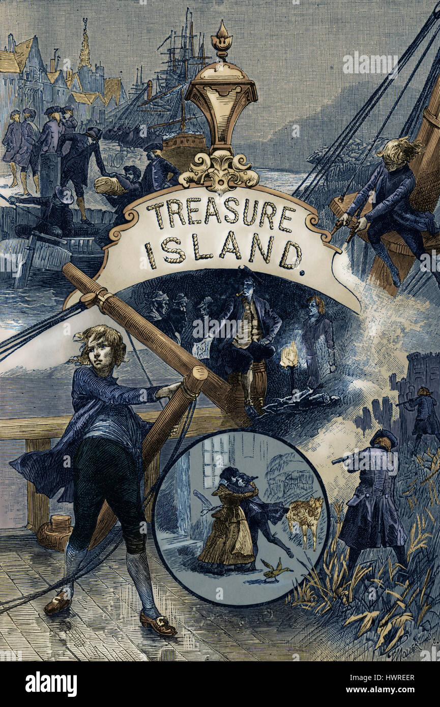 L'isola del tesoro titlepage di Robert Louis Stevenson. Pubblicato per la prima volta come seriale 1881-82. RLS: Scottish romanziere, poeta e scrittore di viaggi, 13 novembre 1850 - 3 dicembre 1894. Foto Stock