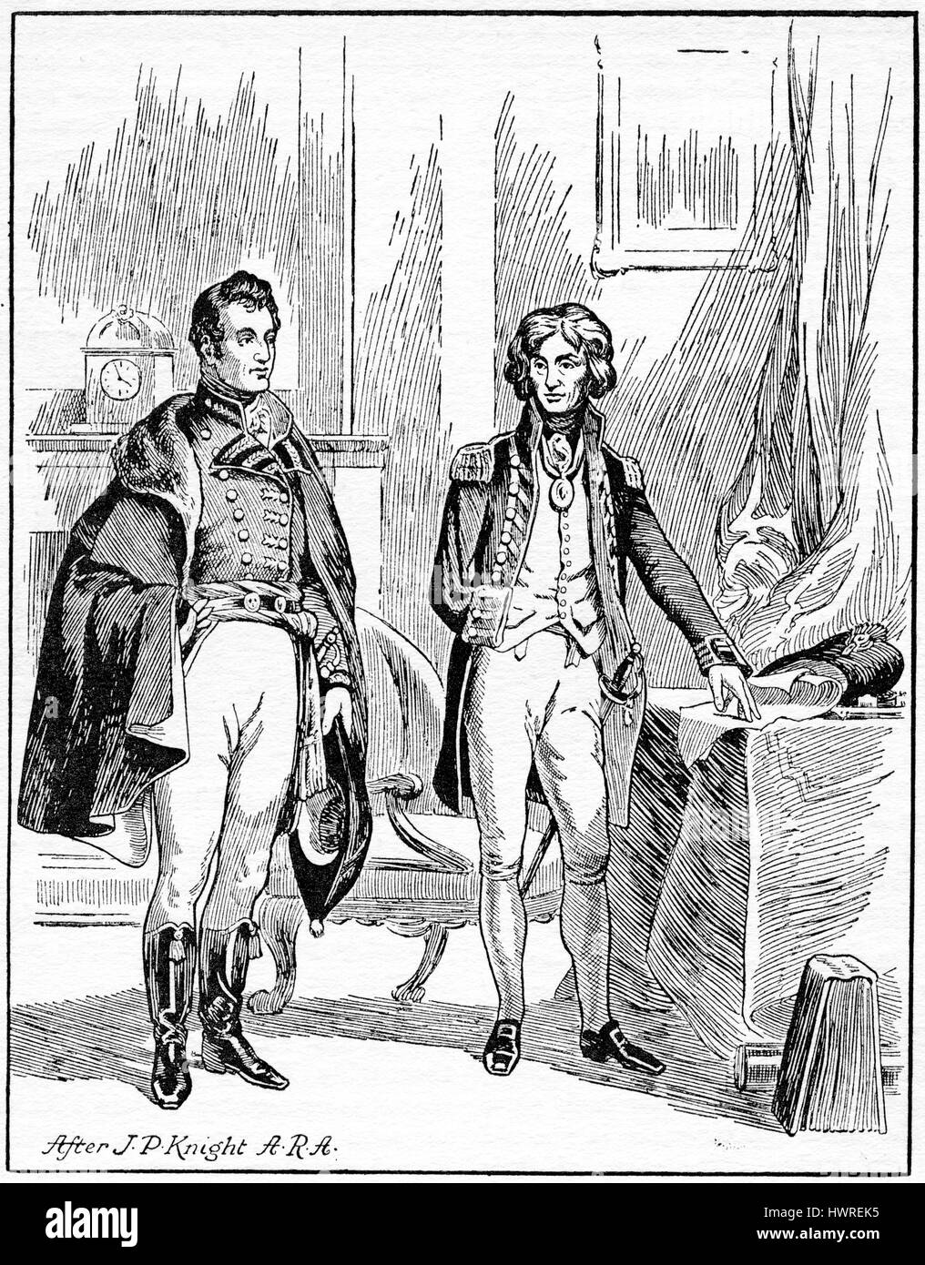 L'unica riunione di Lord Nelson e il Duca di Wellington, vecchio ufficio coloniale, Downing Street, Londra, 1805 secolo Foto Stock