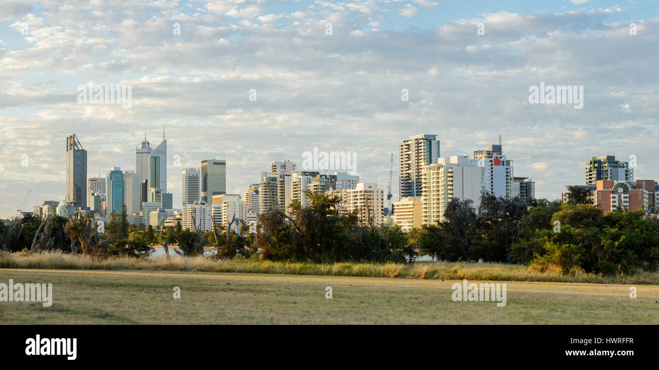 La città di Perth Skyline, Panorama, Australia occidentale, Australia Foto Stock