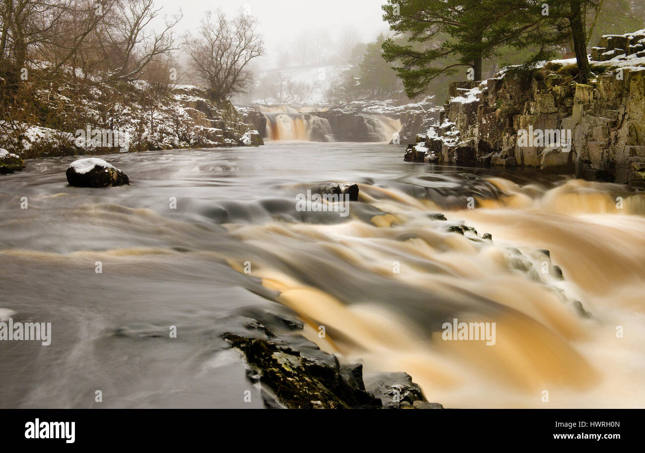 Bassa forza di cascate, Bowlees Durham, Regno Unito Foto Stock