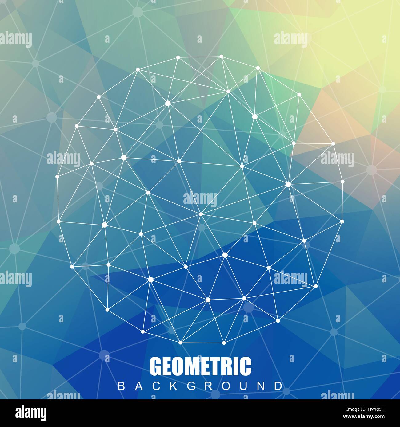 Astratta geometrica dello sfondo con la linea collegata e punti. Molecola di struttura e di comunicazione. Concetto scientifico per il design. Medical, tecnologia, scienza dello sfondo. Illustrazione Vettoriale. Illustrazione Vettoriale