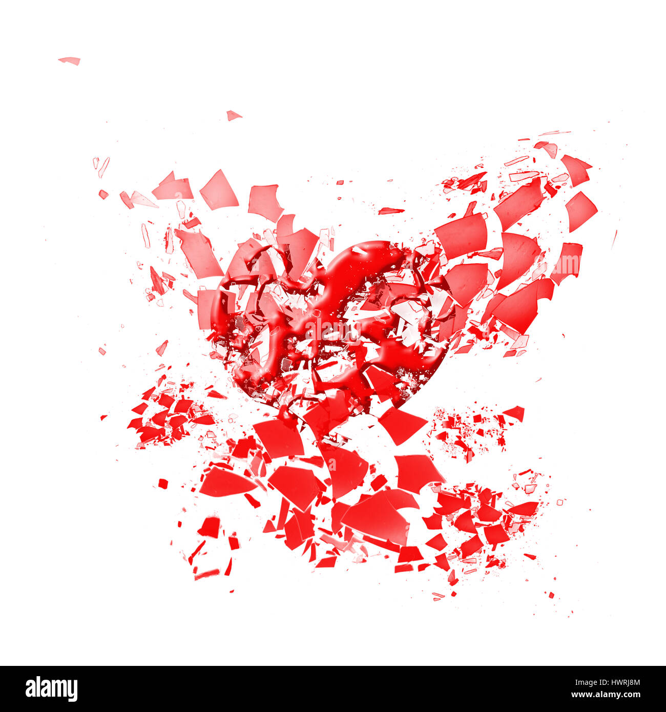 Illustrazione di un shattered / cuore spezzato. Foto Stock