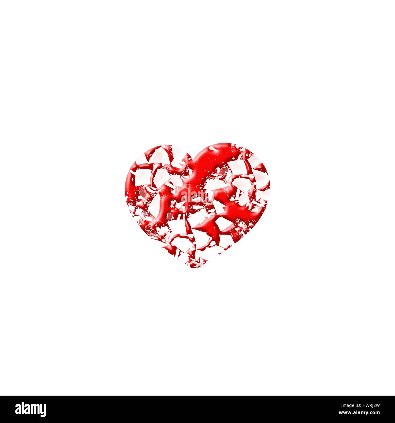 Illustrazione di un shattered / cuore spezzato. Foto Stock