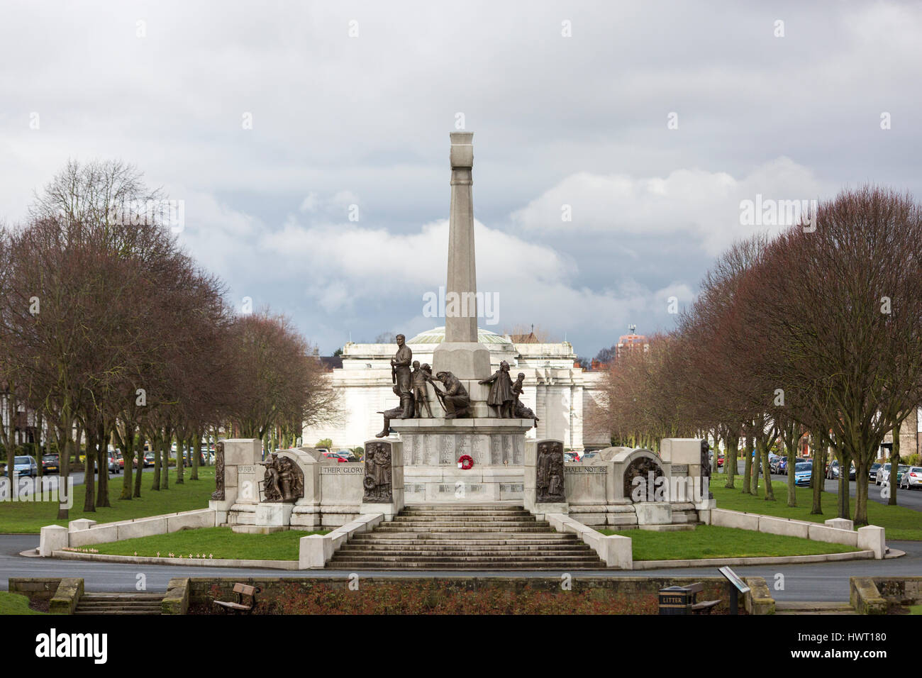 Port Sunlight - un modello di villaggio e borgo nel Metropolitan Borough of Wirral, Merseyside. Memoriale di guerra Foto Stock
