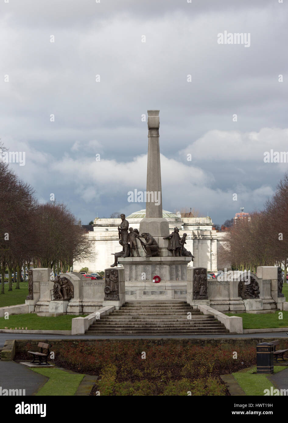 Port Sunlight - un modello di villaggio e borgo nel Metropolitan Borough of Wirral, Merseyside. Memoriale di guerra Foto Stock