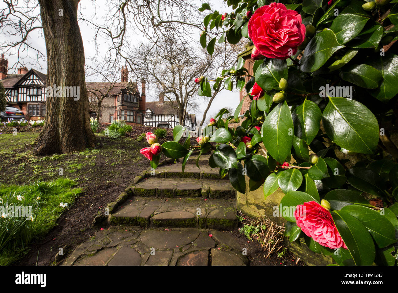 Port Sunlight - un modello di villaggio e borgo nel Metropolitan Borough of Wirral, Merseyside Foto Stock