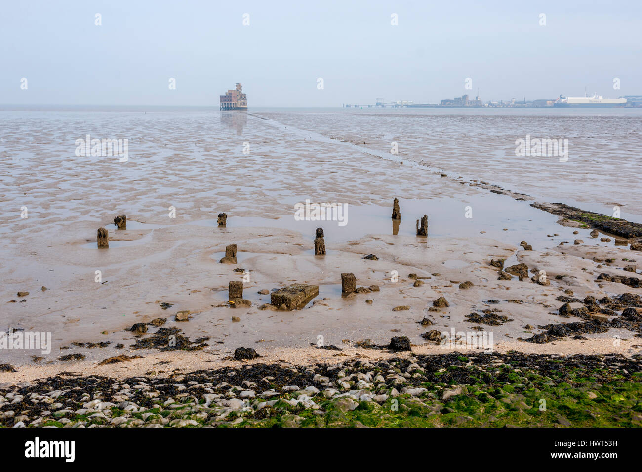 Torre di granella nel fiume Medway Kent. Una parte della granella forte che fu costruito per proteggere Sheerness dockyard e del Tamigi Foto Stock