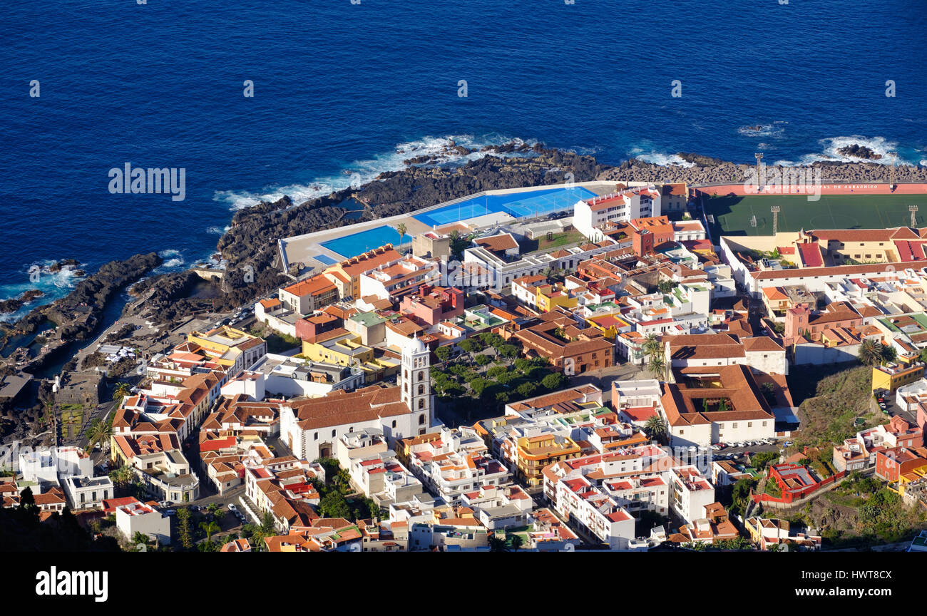 Vista in Garachico, Tenerife, Isole Canarie, Spagna Foto Stock