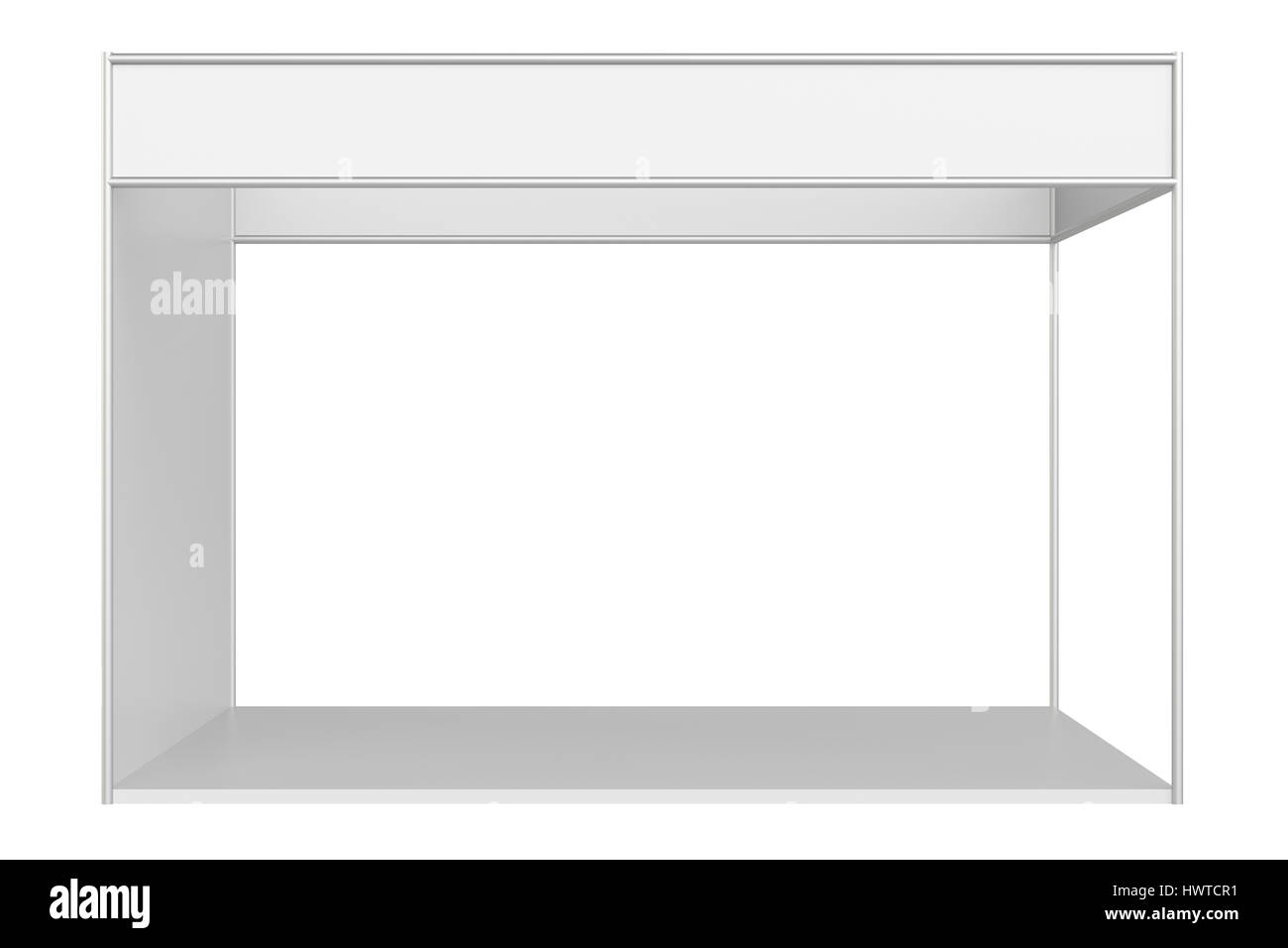 Rendering 3D Stand commerciale standard di sistema isolato su sfondo bianco Foto Stock