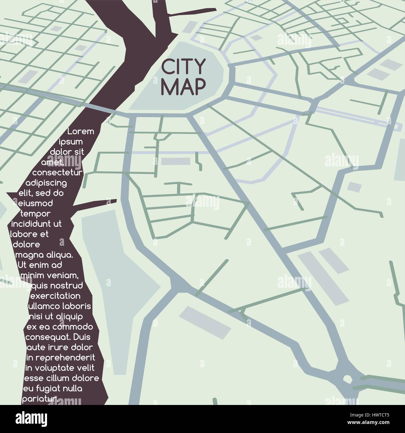 Città del vettore Prospettiva mappa Illustrazione Vettoriale