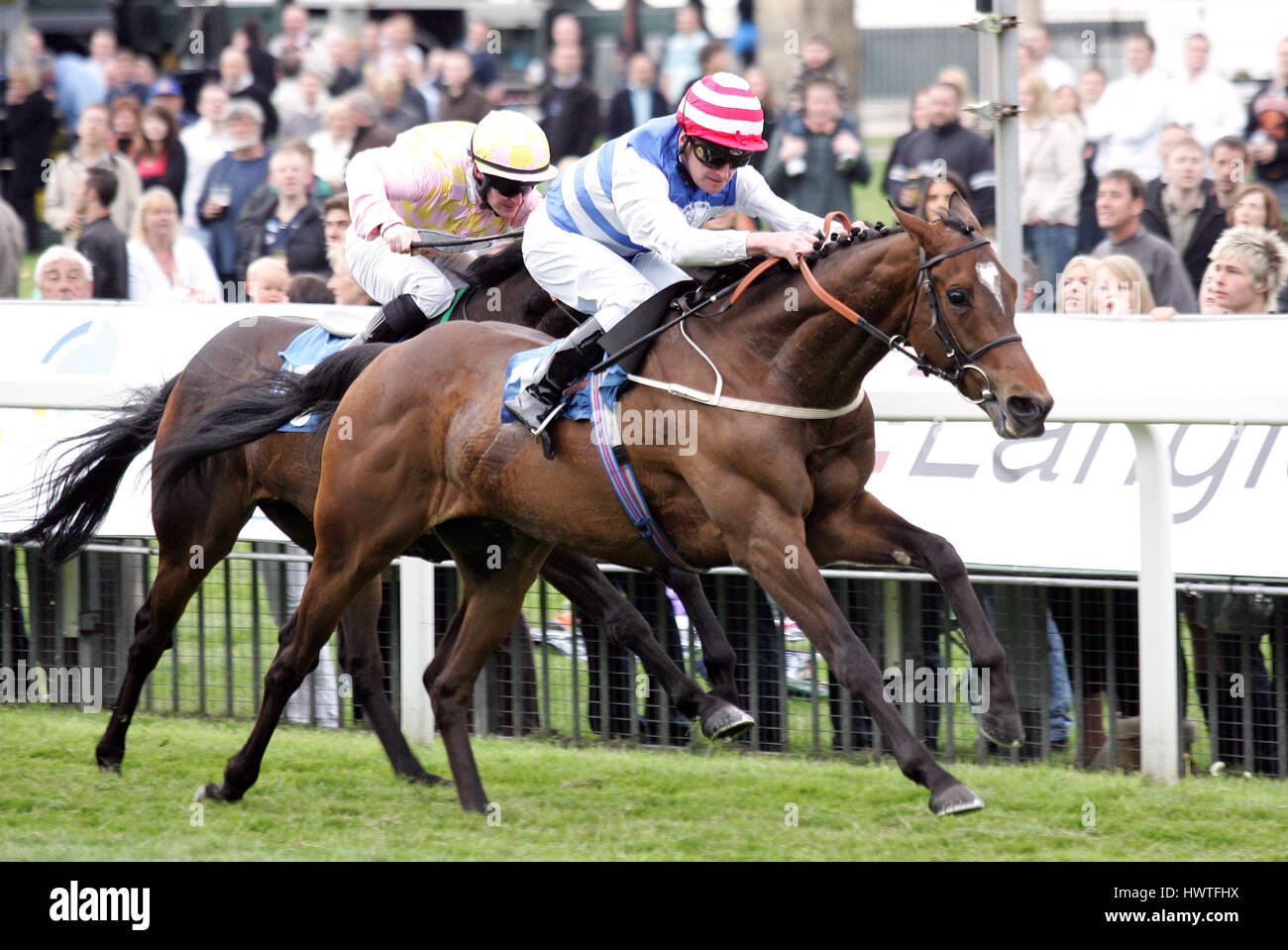 LUNERON precedendo di PEVENSEY IL RELAND JORVIK STAKES YORK RACECOURSE YORK INGHILTERRA 16 Maggio 2008 Foto Stock