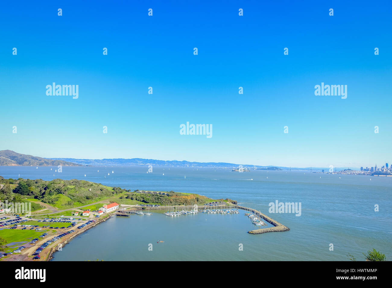 Splendida vista panoramica della baia a ferro di cavallo in San Francisco Foto Stock